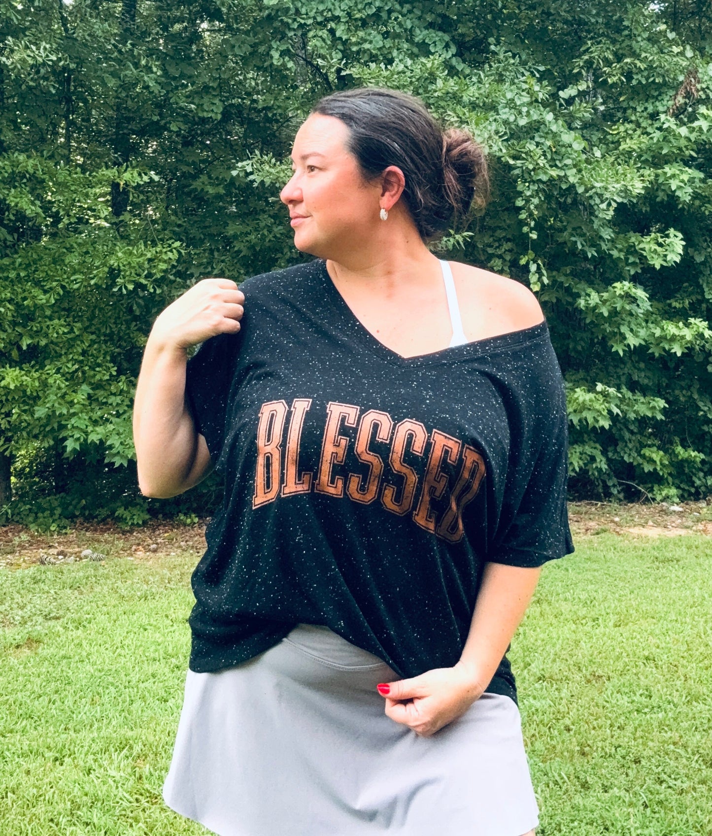 Blessed Metallic Varsity Graphic Tee - RTS