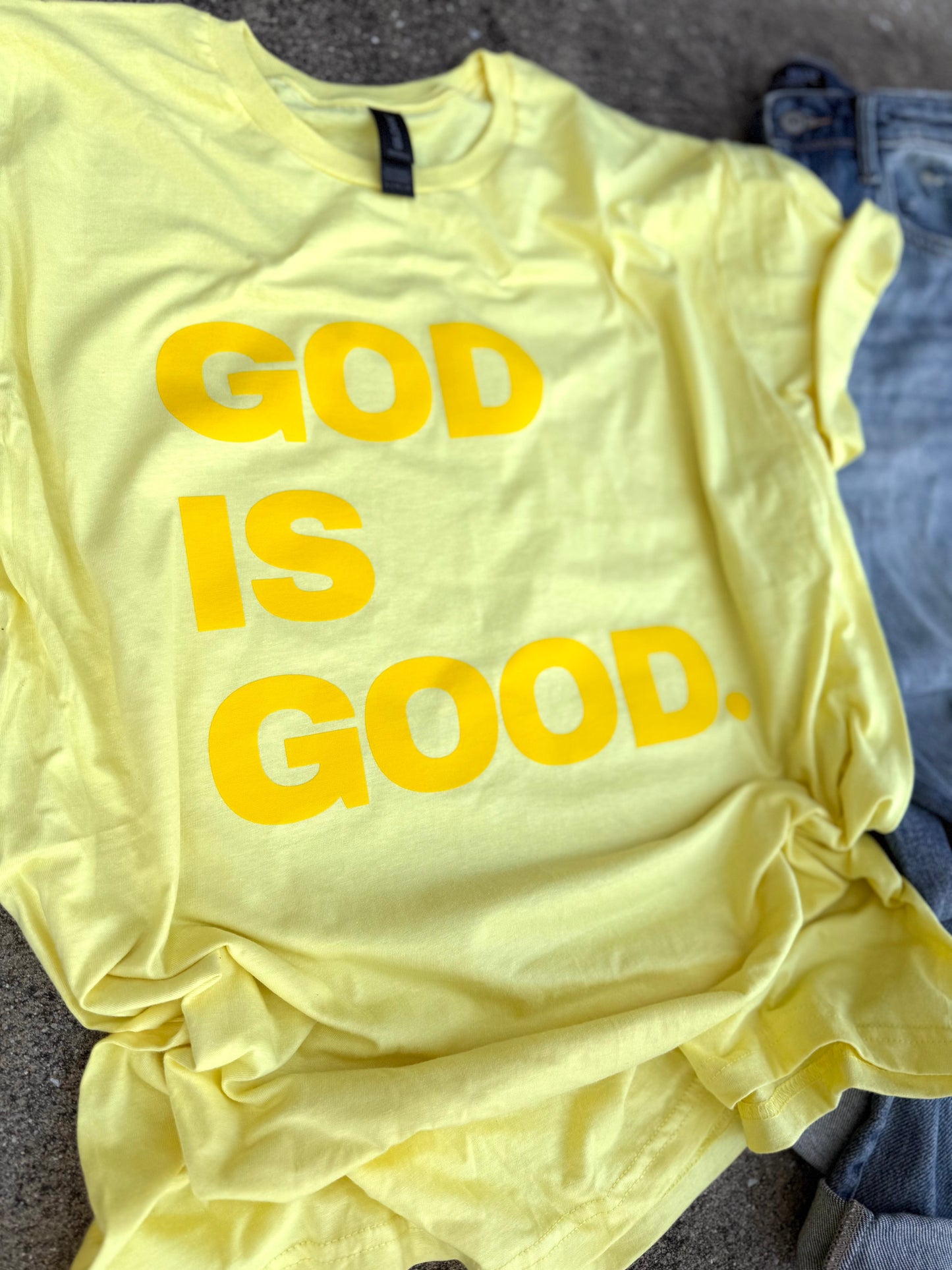 GILDAN God is Good YELLOW - OVERSTOCK