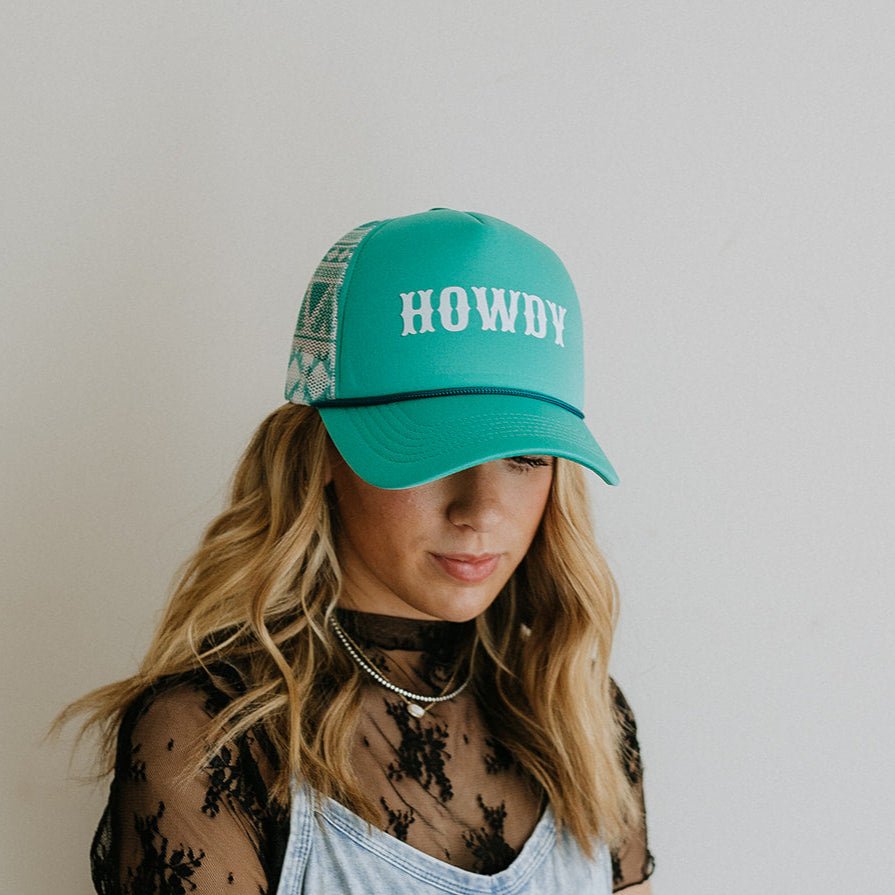 Howdy Aztec Turquoise Mesh Trucker Hat